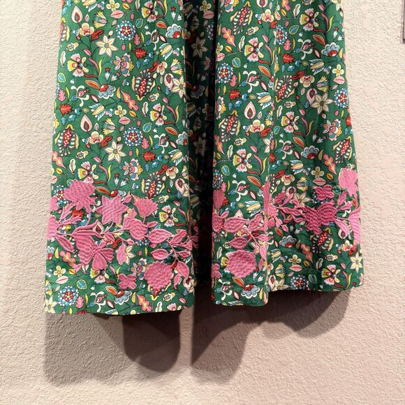 Boden Green Pink Floral Embroidered Midi Dress Sleeveless Fit & Flare Size 10 - Picture 4 of 15